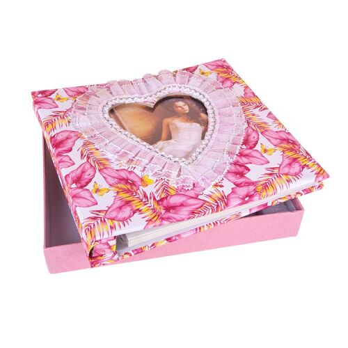 Yapışkanlı 20 Yaprak Kutulu Dantelli Fotoğraf Albümü - 22x25cm - 15