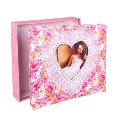 Yapışkanlı 20 Yaprak Kutulu Dantelli Fotoğraf Albümü - 22x25cm - 10