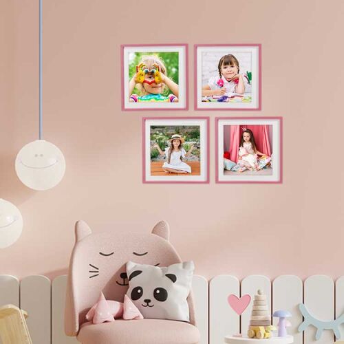 Yapışkanlı Sök Tak Kare Çerçeve - Pembe 3'lü paket - OFİSOMİ-T (1)