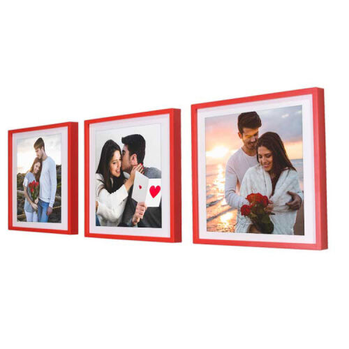 Yapışkanlı Sök Tak Kare Çerçeveler - Kırmızı 3'lü paket - 1