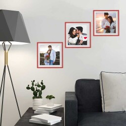 Yapışkanlı Sök Tak Kare Çerçeveler - Kırmızı 3'lü paket - 2