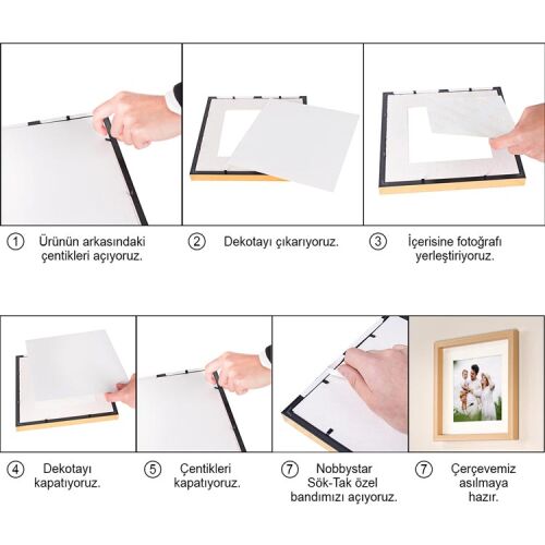 Yapışkanlı Sök Tak Paspartulu Klasik Kare Çerçeveler - 3'lü paket - 54