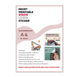 Yapışkansız Statik Sök Tak Plastik Etiket (20 adet A4) - 1