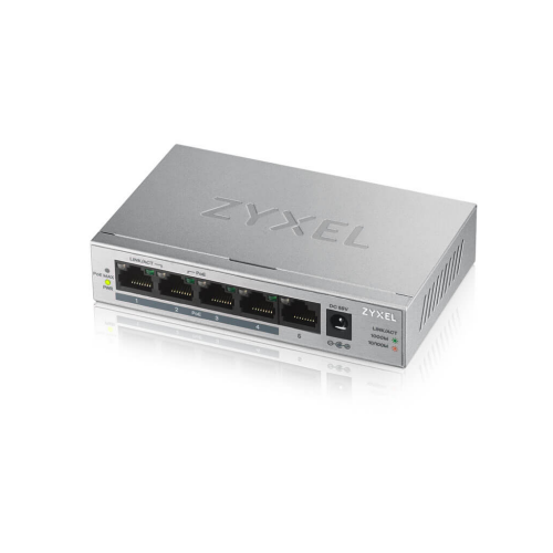 ZyXEL GS1005HP, 5 Port, GigaBit, 4 Port PoE 60W, Yönetilemez, Masaüstü Switch - Zyxel