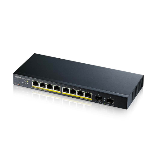 ZyXEL GS1100-10HP, 8 Port, Gigabit, PoE 130W, 2 Port GigaBit SFP, Yönetilemez, Masaüstü Switch - Zyxel